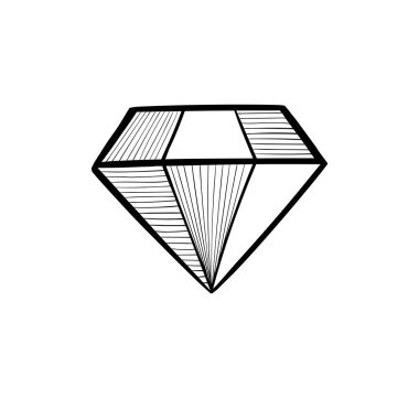 Elmas doodle illüstrasyon. İzole satır parlak kroki.
