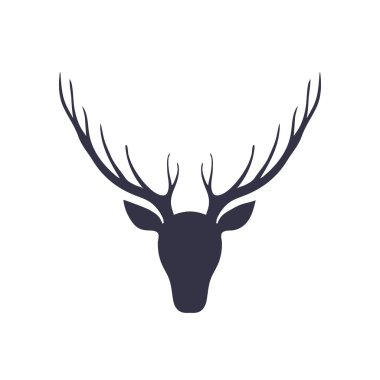 Geyik kafası silüeti. Orman hayvanları. İzole