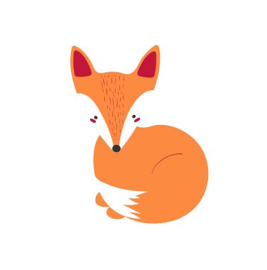 Modern basit tarzda tilki oturan sevimli. İzole illüstrasyon orman hayvan.