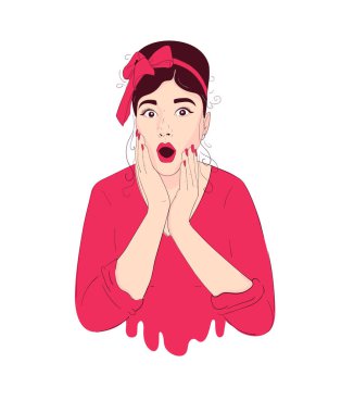 Kız Vay. Sürpriz bir kadın. Retro tarzında portre