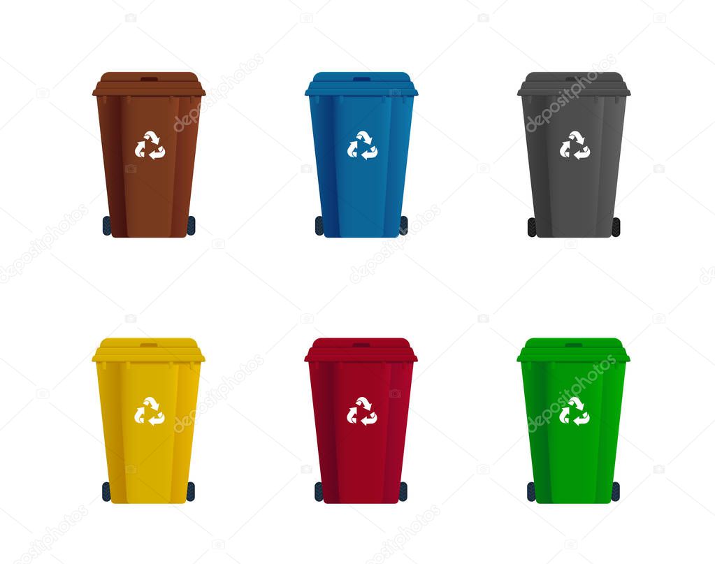 Dumpster or Trash can. Sorting garbage. Recycle waste. Vector