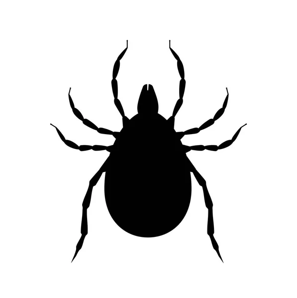 Mijt zwart silhouet. Plaaginsect symbool. Insecticide icoon. Bloodsucking bug — Stockvector