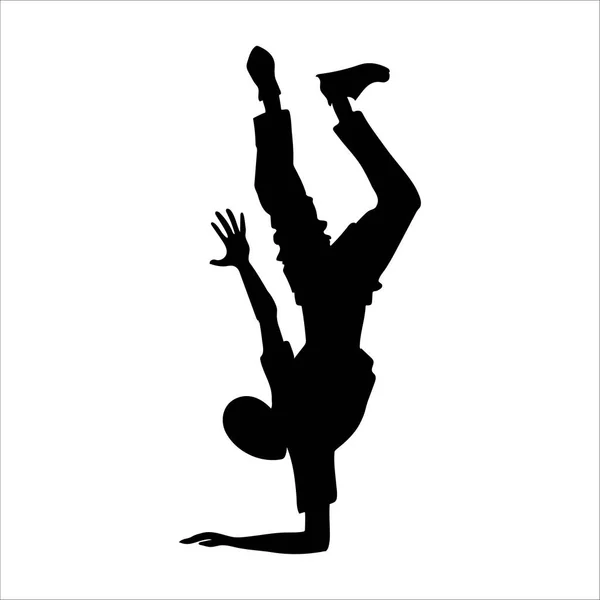 Breakdancer silhouette guy. Break dance studio or school — Stock Vector