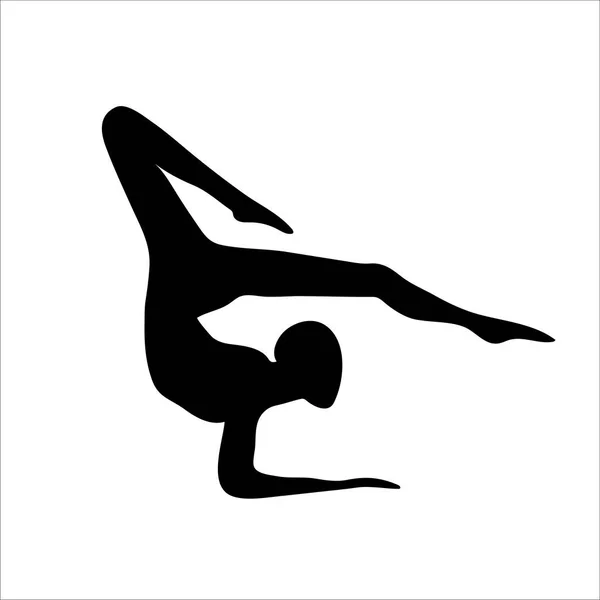 Gymnastik ikon. Acrobat eller gymnast blac silhuett av kroppen. — Stock vektor