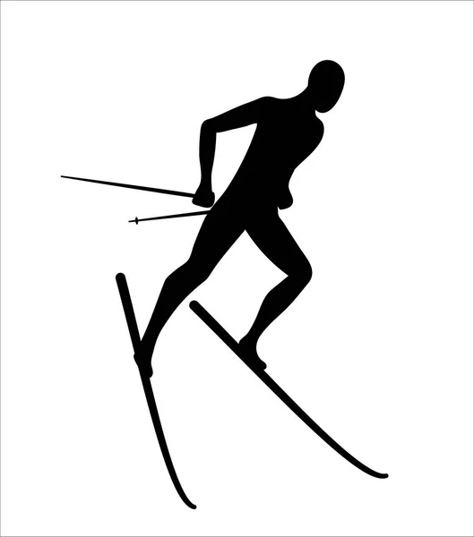 Skidåkaren silhuett. Symbol för vintersport. Ski Icon — Stock vektor