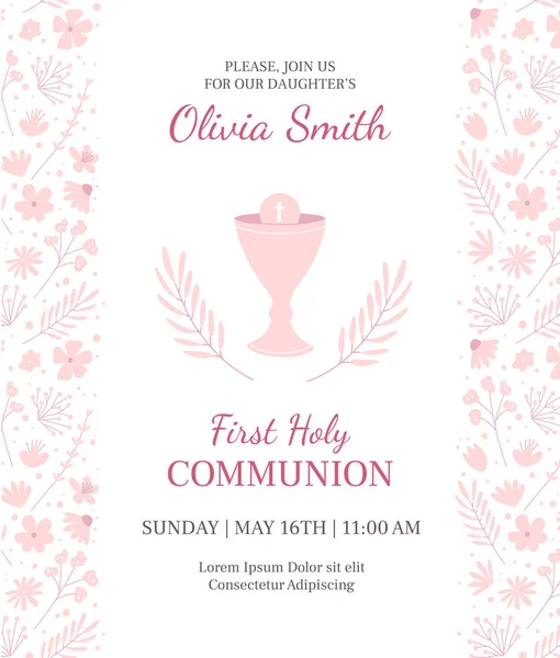 Holy Communion invitation design template. Christianity illustration. — Stock Vector