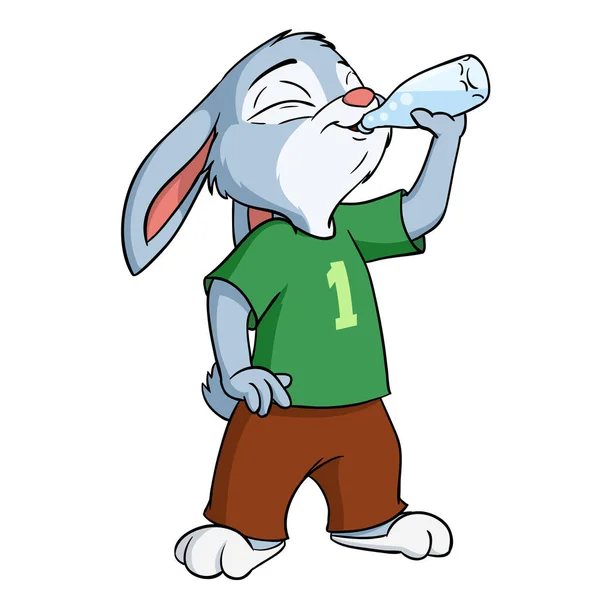 Cute cartoon bunny drinking water Stock Vector