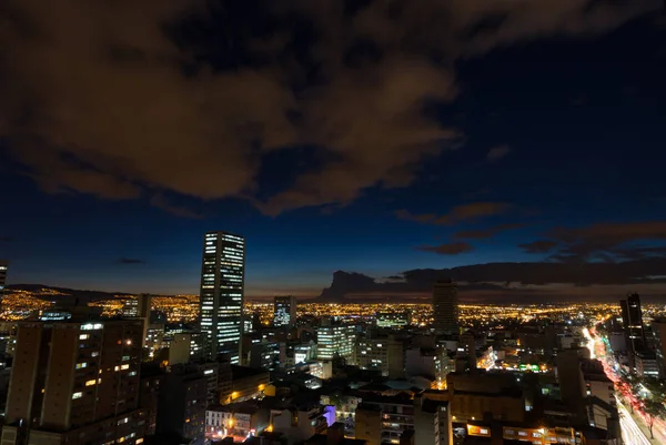 Bogota Kolombiya Sadece Güneş Battıktan Sonra Candelaria Mahallenin Uzun Pozlama — Stok fotoğraf