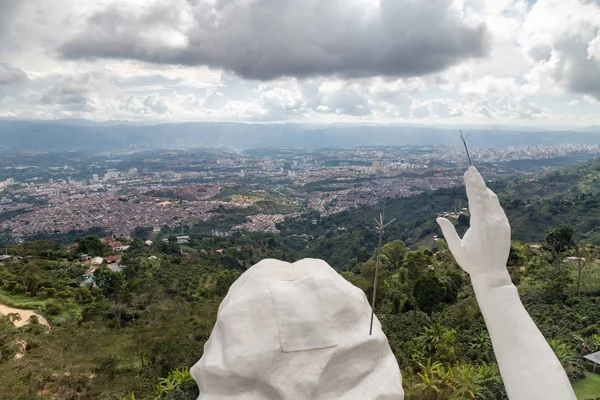 Погляд Руки Начальник Ель Santisimo Ісус Статуя Вище Bucaramanga Колумбія — стокове фото