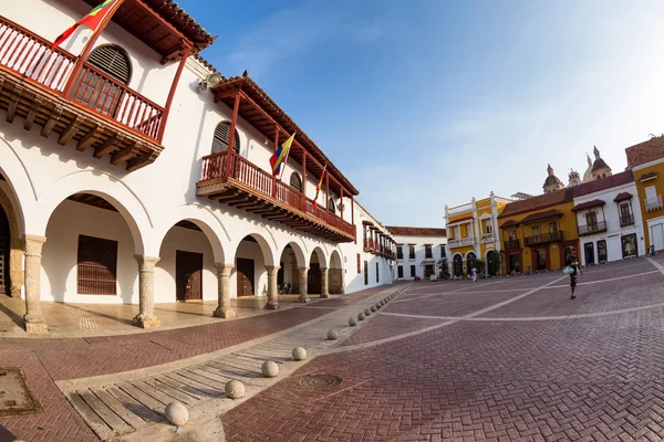 Cartagena Colombia Mei Niet Geïdentificeerde Mensen Wandeling Door Plaza Aduana — Stockfoto