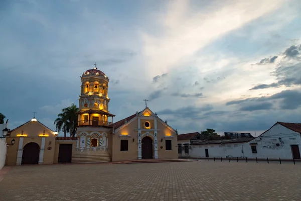 Santa Barbara Kyrkan Skymningen Mompox Colombia — Stockfoto