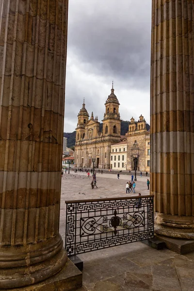 Bogotá Colombia Juni Utsikt Över Centrala Domkyrkan Bolivar Torget Från — Stockfoto