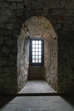 Window inside Castle Campbell near Dollar, Scotland.