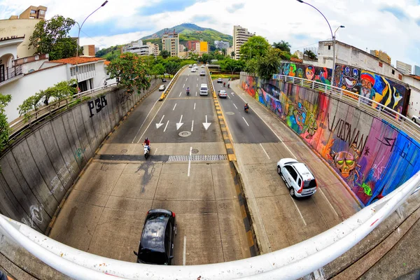 Pemandangan Fisheye Dari Jalan Raya Cali Kolombia — Stok Foto