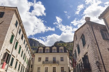 Kotor, Karadağ için eski binaların görünümü. 
