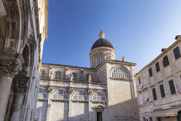 Sierlijke Gesneden Bogen Koepel Van Kathedraal Van Dubrovnik Achtergrond — Stockfoto