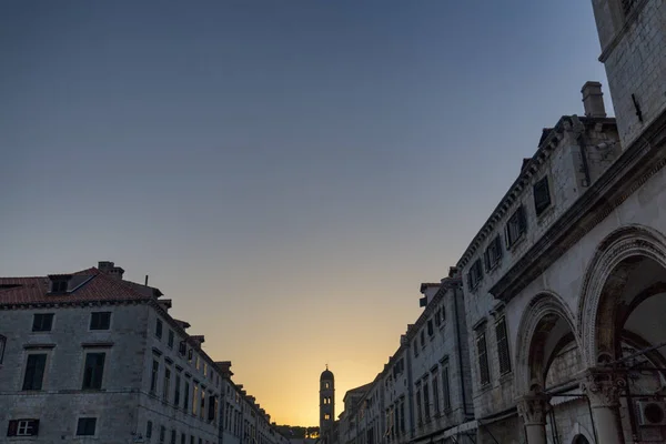 Ηλιοβασίλεμα Στο Ντουμπρόβνικ Κροατία — Φωτογραφία Αρχείου