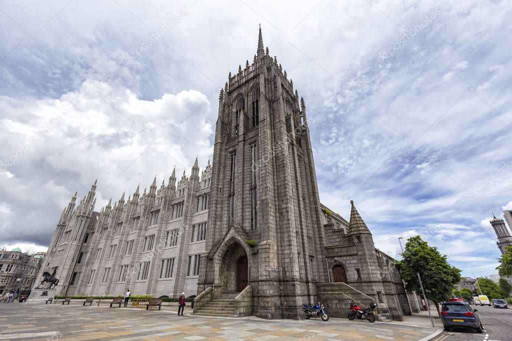 Marischal College and its Gothic Architecture in Aberdeen, United Kingdom. 