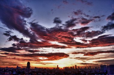 Gün batımı sırasında Bangkok Tayland.