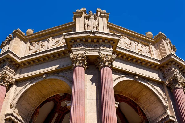 Gran Angular Parte Superior Del Palacio Bellas Artes San Francisco — Foto de Stock