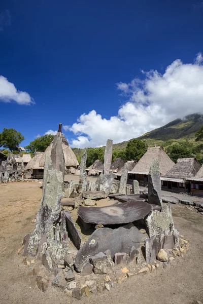 A large megalithic meeting place in the center of the Bena traditional village in Flores, Indonesia.