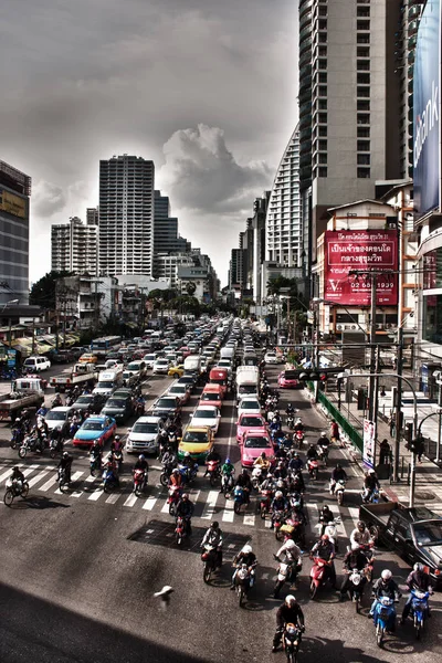 Intersection Sukhumvit Ratchadapisek Roads Bangkok Thailand Stock Photo