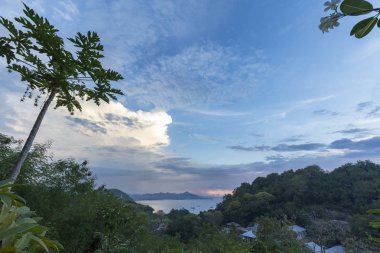 View of the bay near Labuan Bajo on Flores Island. clipart