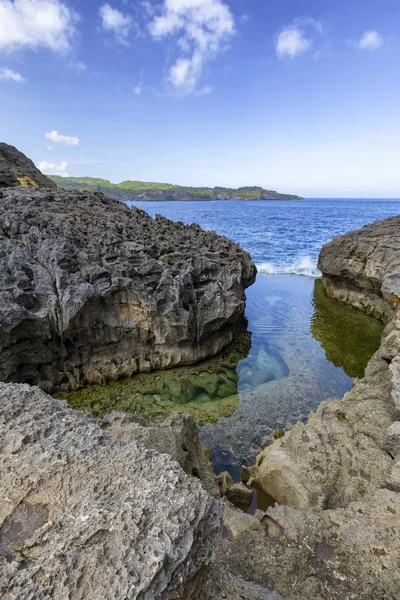 Clear ocean water at Angel\'s Billabong on Nusa Penida, Indonesia.