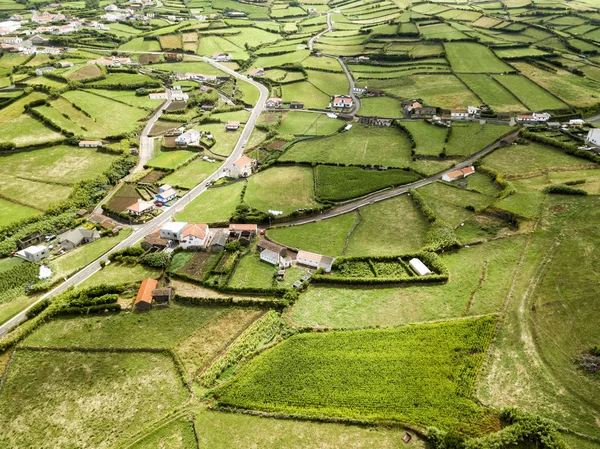 Vue Aérienne Des Pâturages Des Champs Agricoles Dans Village Ponta — Photo