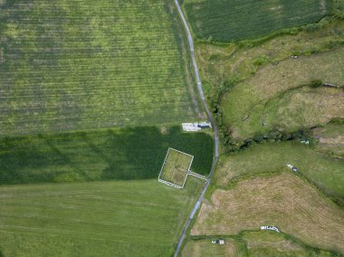 Sete Cidades Sao Miguel, Azores yakınındaki tarım alanlarının havadan görünümü.