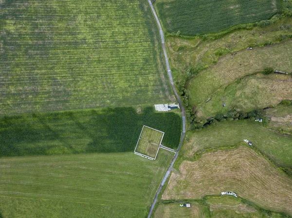 Vista Aérea Terras Agrícolas Perto Sete Cidades São Miguel Açores — Fotografia de Stock