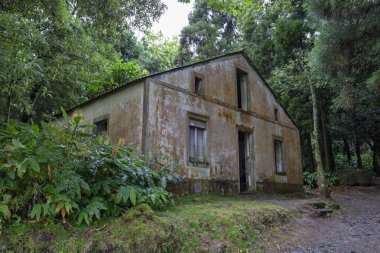Fumarolas da Lagoa das Furnas Sao Miguel, Azor binasında terk edilmiş bir. 