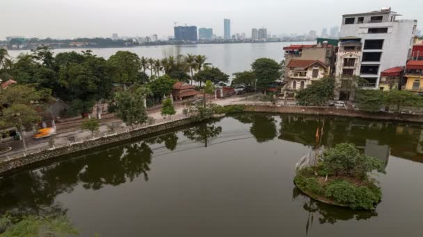 Timelapse Día Noche Del Lago Tay Hanoi Vietnam — Vídeo de stock