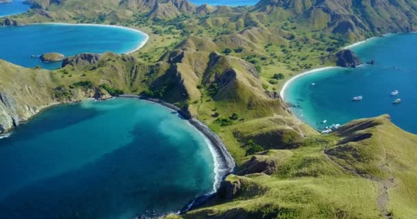 Vuelo Lento Sobre Una Playa Isla Palau Padar Parque Nacional — Vídeo de stock