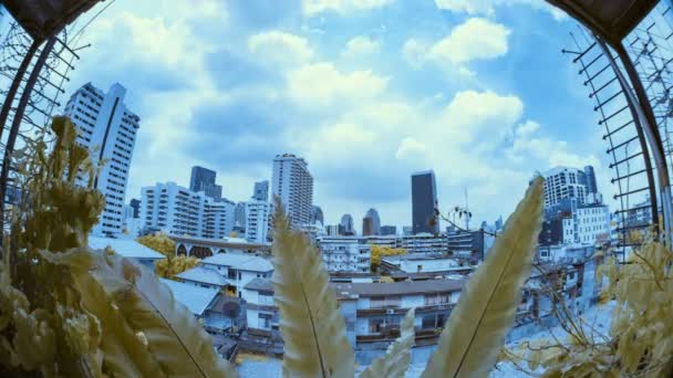 Bangkok Skyline Timelapse Infrarouge Avec Objectif Fisheye — Video