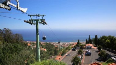 Teleferik aşağı Funchal şehre Madeira, Portekiz StayAt inerler.