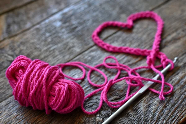 Close Image Crochet Heart Shaped Symbol — Stock Photo, Image