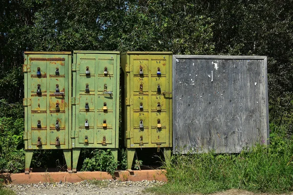 Obrázek Starých Rezavých Zelené Schránky Visací Zámek — Stock fotografie