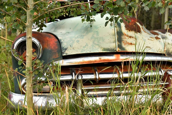 Egy Kép Ból Egy Elhagyott Régi Autó Roncsok — Stock Fotó