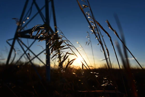 Образ Большой Сельскохозяйственной Ветряной Мельницы Сумерках — стоковое фото