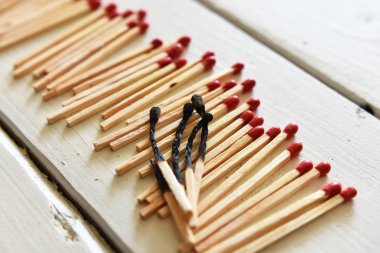 Görüntü birkaç ahşap maç sopa yakından. 