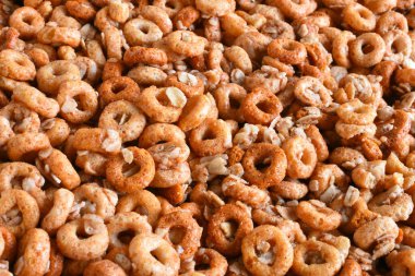 Sağlıklı rulo yulaf gevreğinin yakın plan görüntüsü.. 