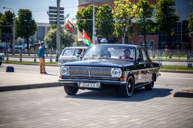 Minsk, Beyaz Rusya - 1 Mayıs 2017: Sergi eski retro otomobil