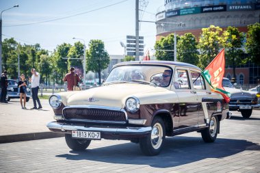 Minsk, Beyaz Rusya - 1 Mayıs 2017: Sergi eski retro otomobil