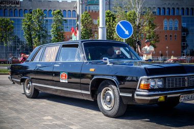 Minsk, Beyaz Rusya - 1 Mayıs 2017: Sergi eski retro otomobil