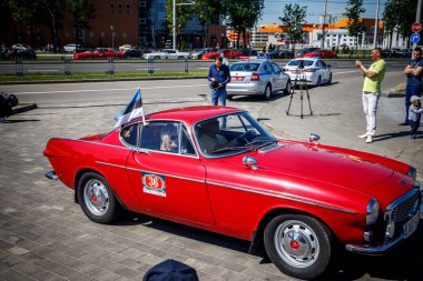 Minsk, Beyaz Rusya - 1 Mayıs 2017: Sergi eski retro otomobil