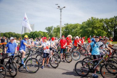 Belarus, Minsk - Mayıs 16.2018: Minsk, s Merkez sokaklarında