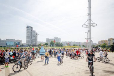 Belarus, Minsk - Mayıs 16.2018: Minsk, s Merkez sokaklarında