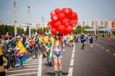 Belarus, Minsk - Mayıs 16.2018: Minsk, s Merkez sokaklarında