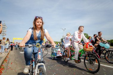 Belarus, Minsk - Mayıs 16.2018: Minsk, s Merkez sokaklarında